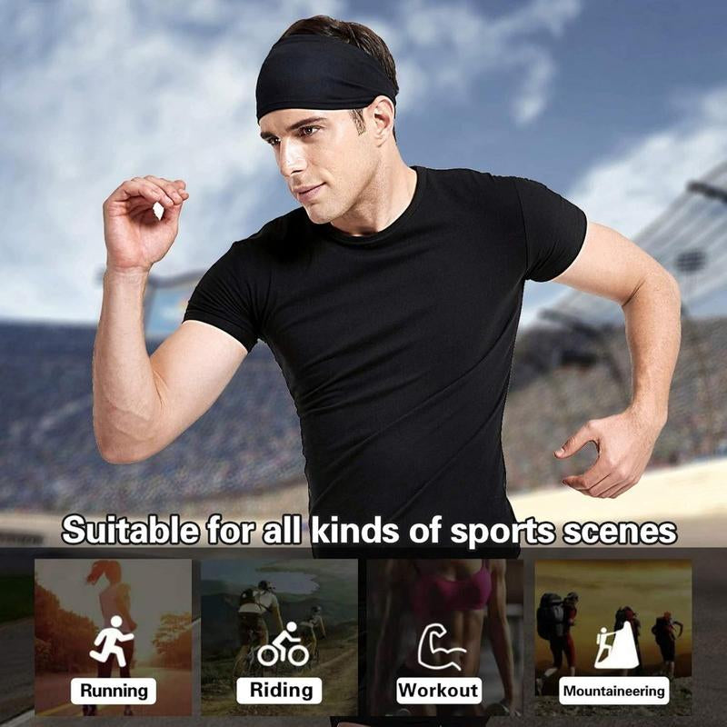 Sports Headbands for Men (5 Pack),Moisture Wicking Workout Headband, Sweatband Headbands for Running, Cycling, Football, Yoga, Hairband for Women and Men