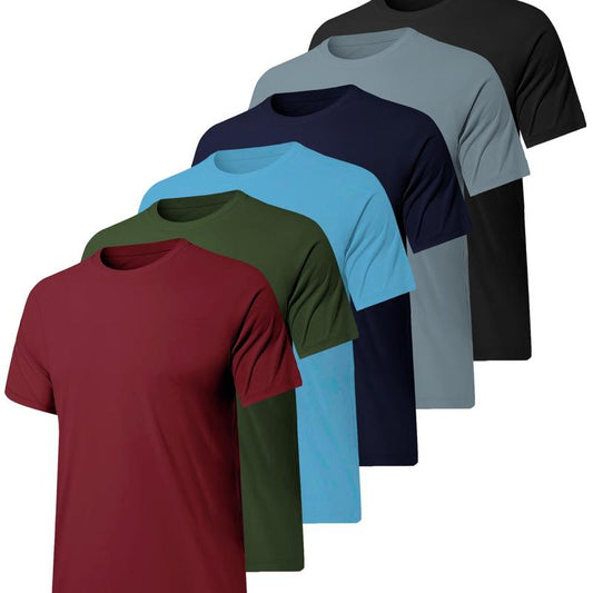 6 Pack Workout Shirts for Men Athletic Running Gym Quick Dry Short Sleeve Performance Moisture Wicking T Shirt