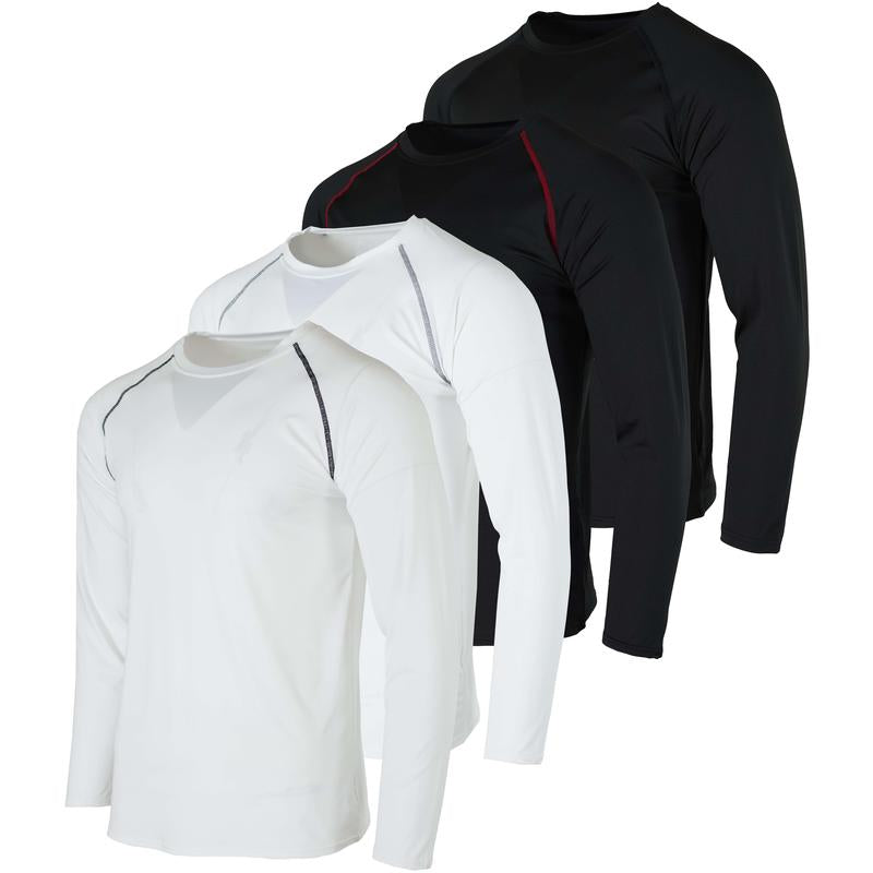 4 Pack: Men'S Compression Long-Sleeve T-Shirt Athletic Cold Weather Baselayer (Available in Big & Tall)