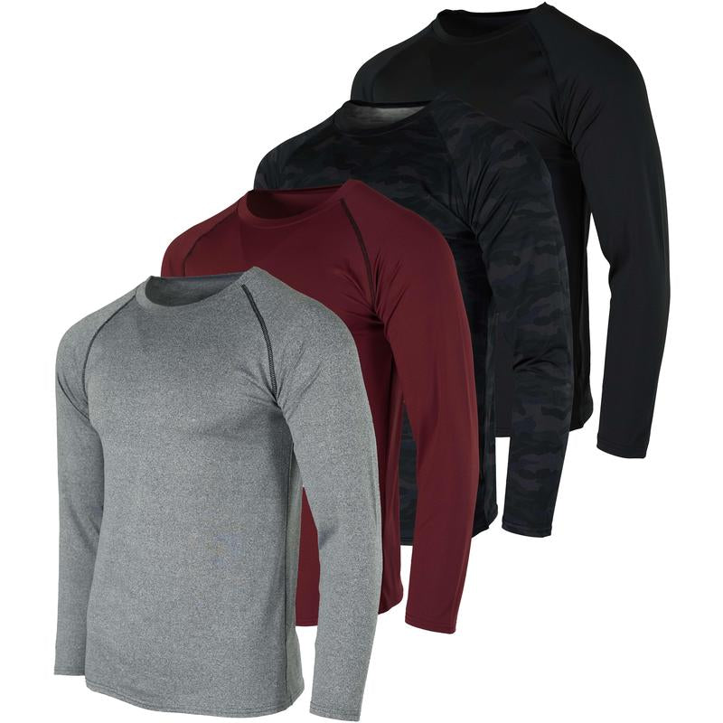 4 Pack: Men'S Compression Long-Sleeve T-Shirt Athletic Cold Weather Baselayer (Available in Big & Tall)