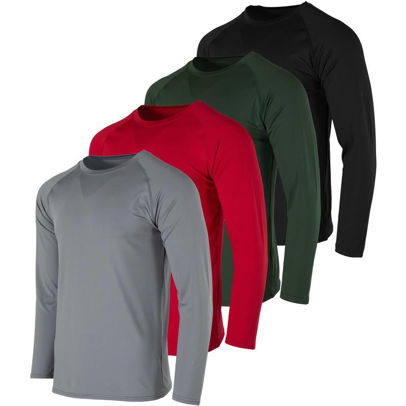 4 Pack: Men'S Compression Long-Sleeve T-Shirt Athletic Cold Weather Baselayer (Available in Big & Tall)