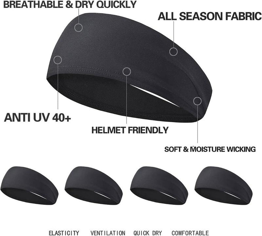 Sports Headbands for Men (5 Pack),Moisture Wicking Workout Headband, Sweatband Headbands for Running, Cycling, Football, Yoga, Hairband for Women and Men