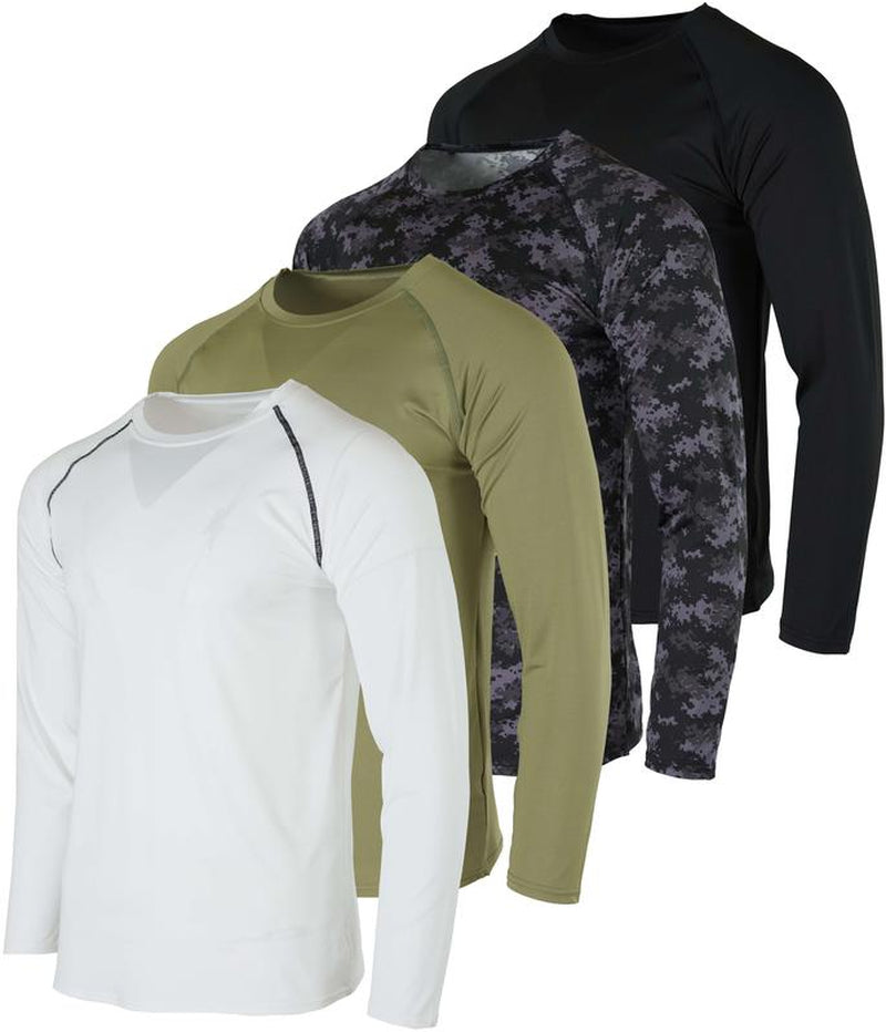 4 Pack: Men'S Compression Long-Sleeve T-Shirt Athletic Cold Weather Baselayer (Available in Big & Tall)