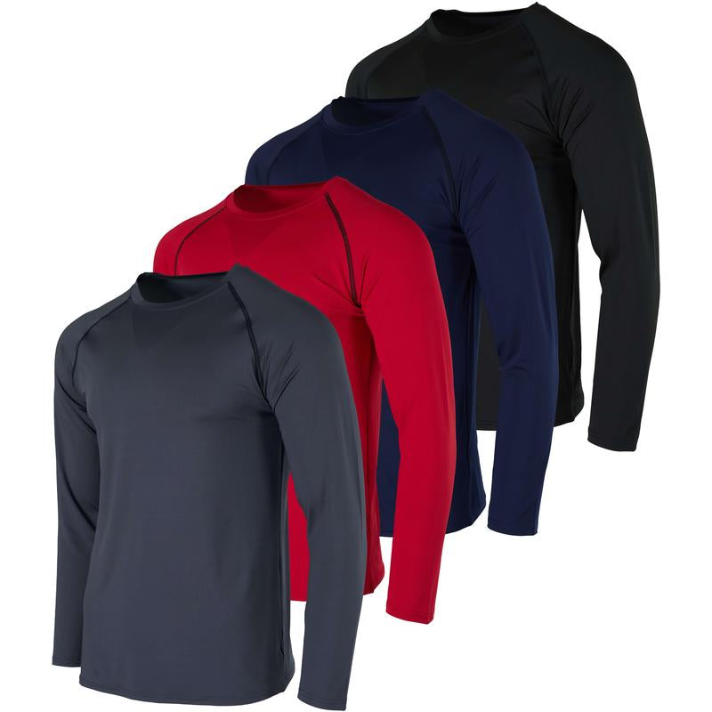 4 Pack: Men'S Compression Long-Sleeve T-Shirt Athletic Cold Weather Baselayer (Available in Big & Tall)