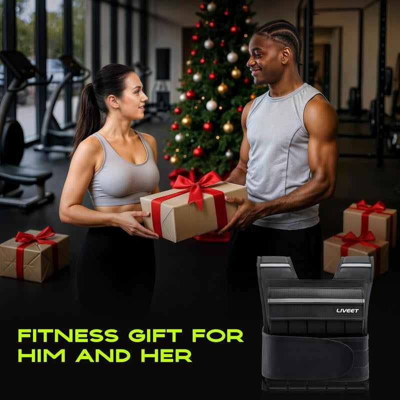 【Fallfreshness Deal】Liveet Adjustable Iron Sand Weighted Vest for Men Women, 20Lb 30Lb 45Lb 60Lb Weight Vest with Removable Weights, Heavy Duty Running Vest with Reflective Strips for Walking Strength Training Calisthenics,Bone Health, Core& Posture Boost