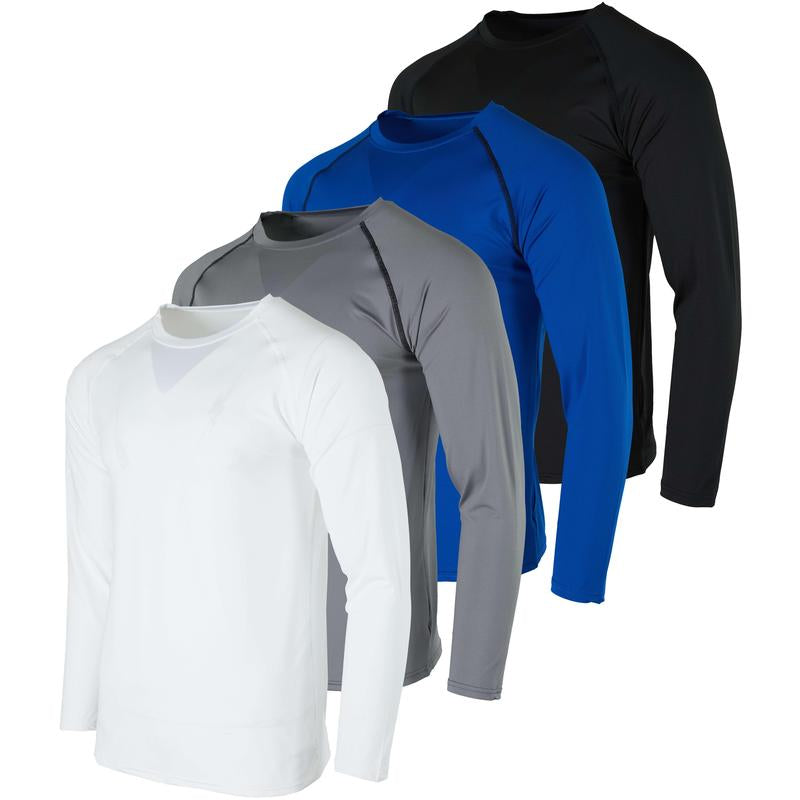 4 Pack: Men'S Compression Long-Sleeve T-Shirt Athletic Cold Weather Baselayer (Available in Big & Tall)