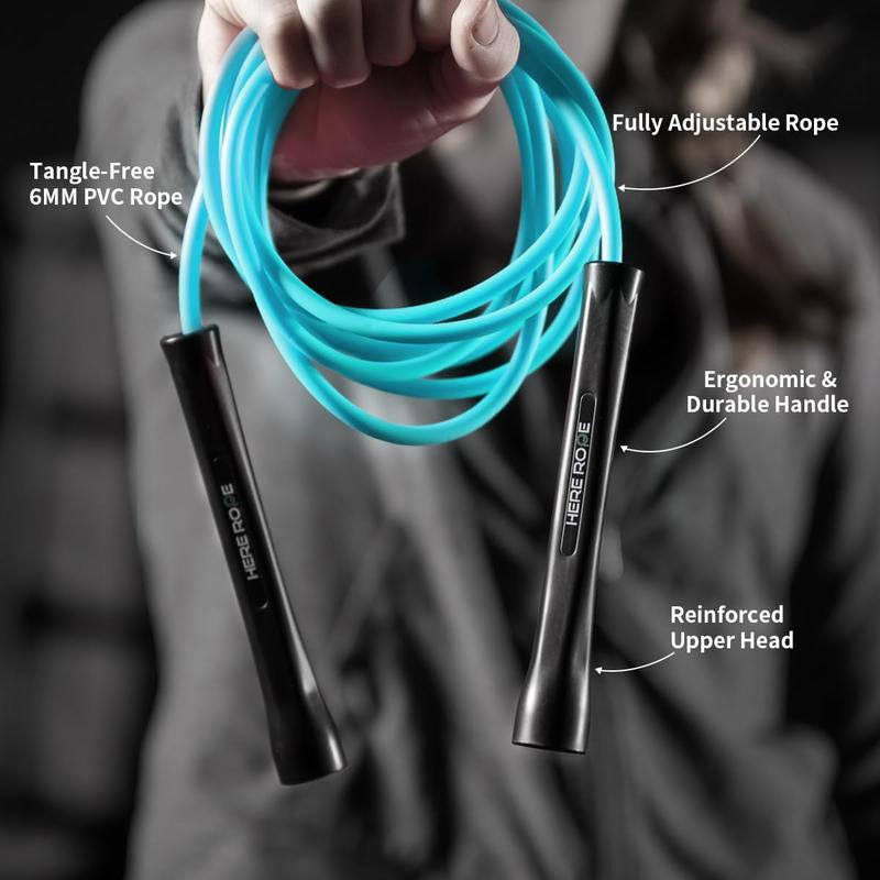 Hererope PVC Jump Ropes for Fitness, Boxing, Speed, Tricks, Workout, Cardio Training, Jump Rope with Unbreakable & No-Slip Handles,Tangle-Free & Adjustable Jump Rope for Men & Women Kids
