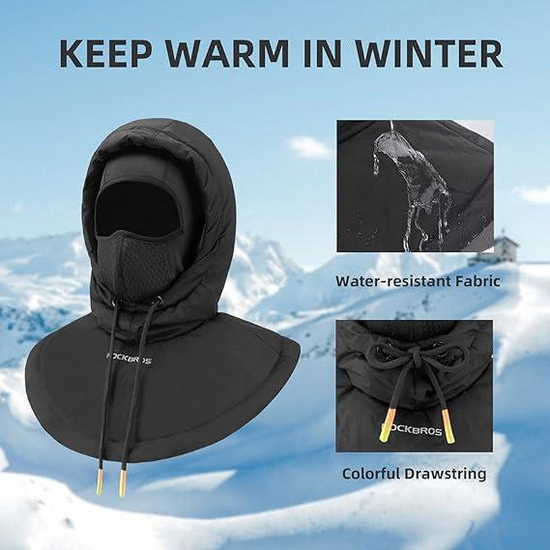 ROCKBROS Ski Mask for Men Women Winter Balaclava Ski Mack Thermal Fleece for Cold Weather Black