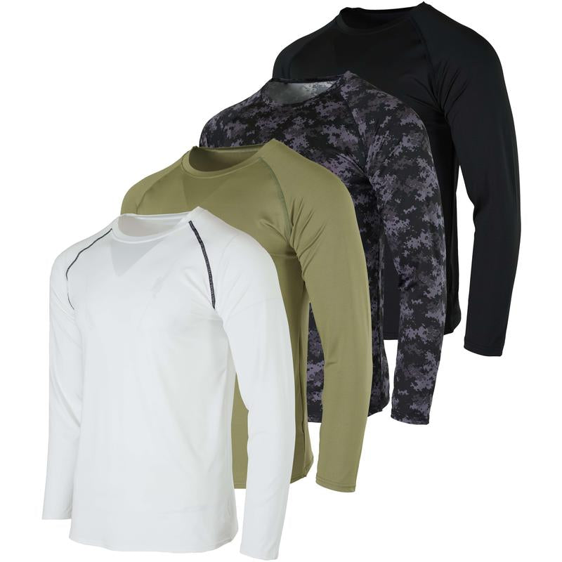 4 Pack: Men'S Compression Long-Sleeve T-Shirt Athletic Cold Weather Baselayer (Available in Big & Tall)