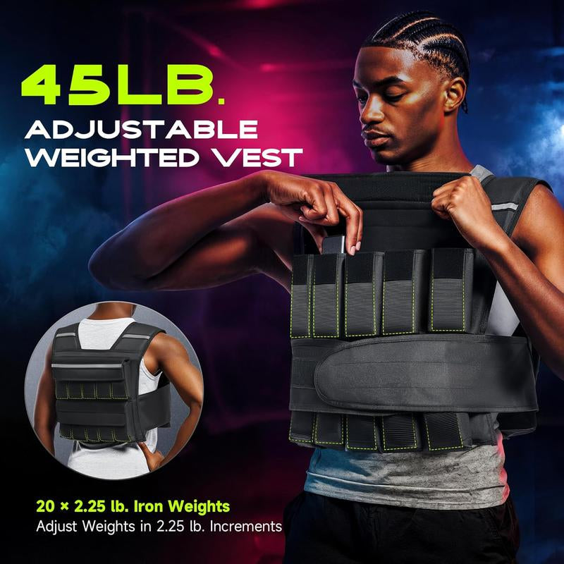 【Fallfreshness Deal】Liveet Adjustable Iron Sand Weighted Vest for Men Women, 20Lb 30Lb 45Lb 60Lb Weight Vest with Removable Weights, Heavy Duty Running Vest with Reflective Strips for Walking Strength Training Calisthenics,Bone Health, Core& Posture Boost