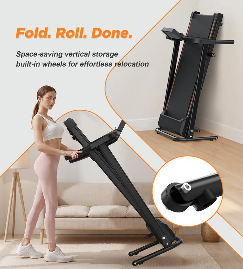 FYC 300Lbs Folding Home Gym Treadmill with Handle,Jointfriendly Fitness Equipment Treadmill ,Spacesaver,Led Display,2.5Hp ,Ideal for Home Apartment